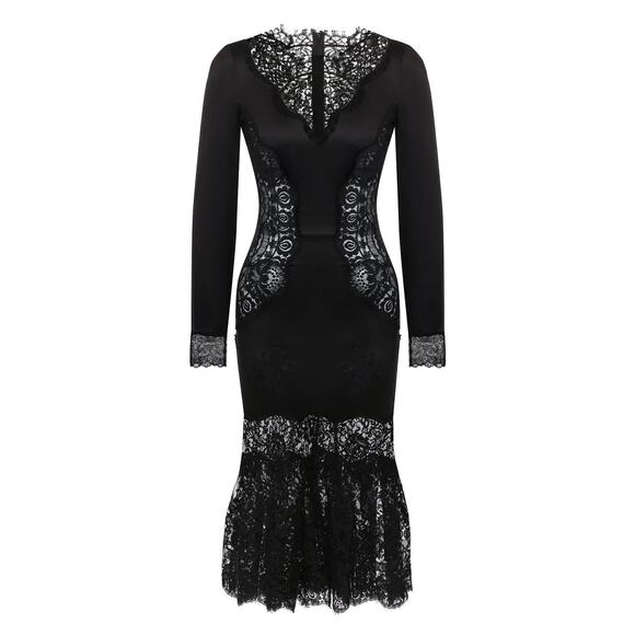 NWT Dolce & Gabbana Chantilly Lace Silk Satin Midi Dress Black IT 40 US S - Picture 5 of 13